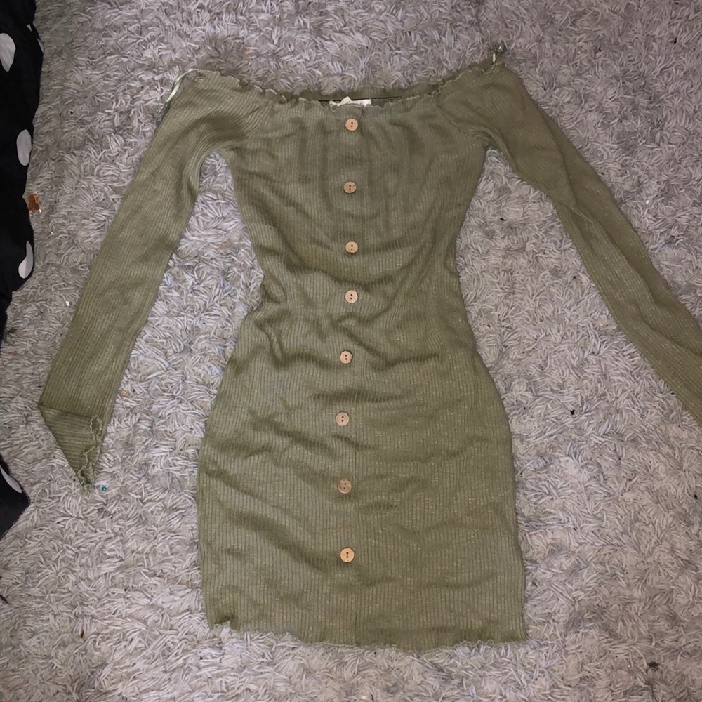 Army Green Off the Shoulder Dress